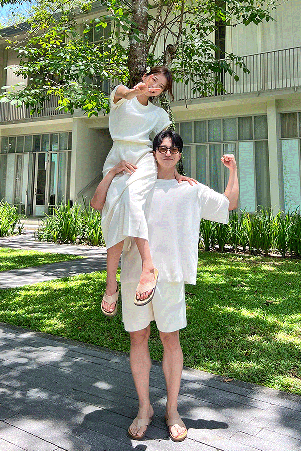 데일리무드 플리츠 4PCS 커플룩 (남여 상하세트)