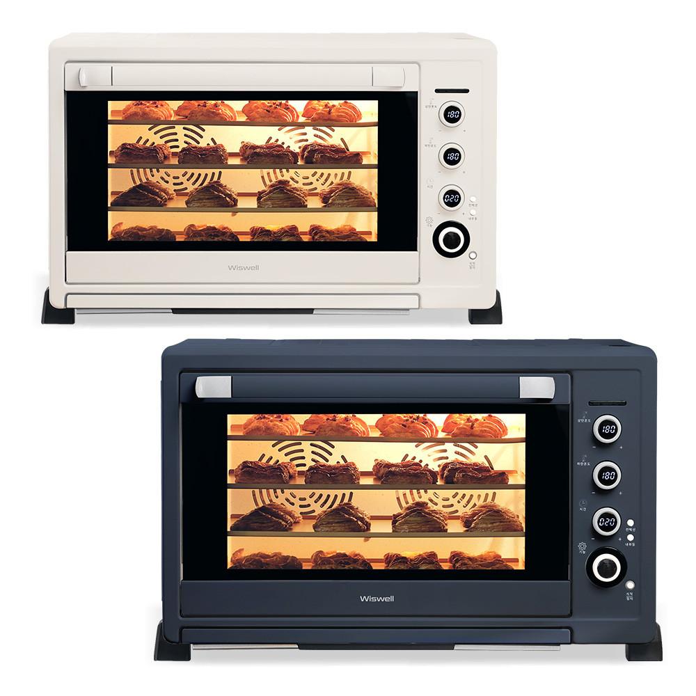[자도르X위즈웰] 루미오븐 크림/네이비 80L 4단 홈베이킹 전기 컨벡션 오븐 제과 제빵 마카롱 가정용 베이킹 : 위즈웰
