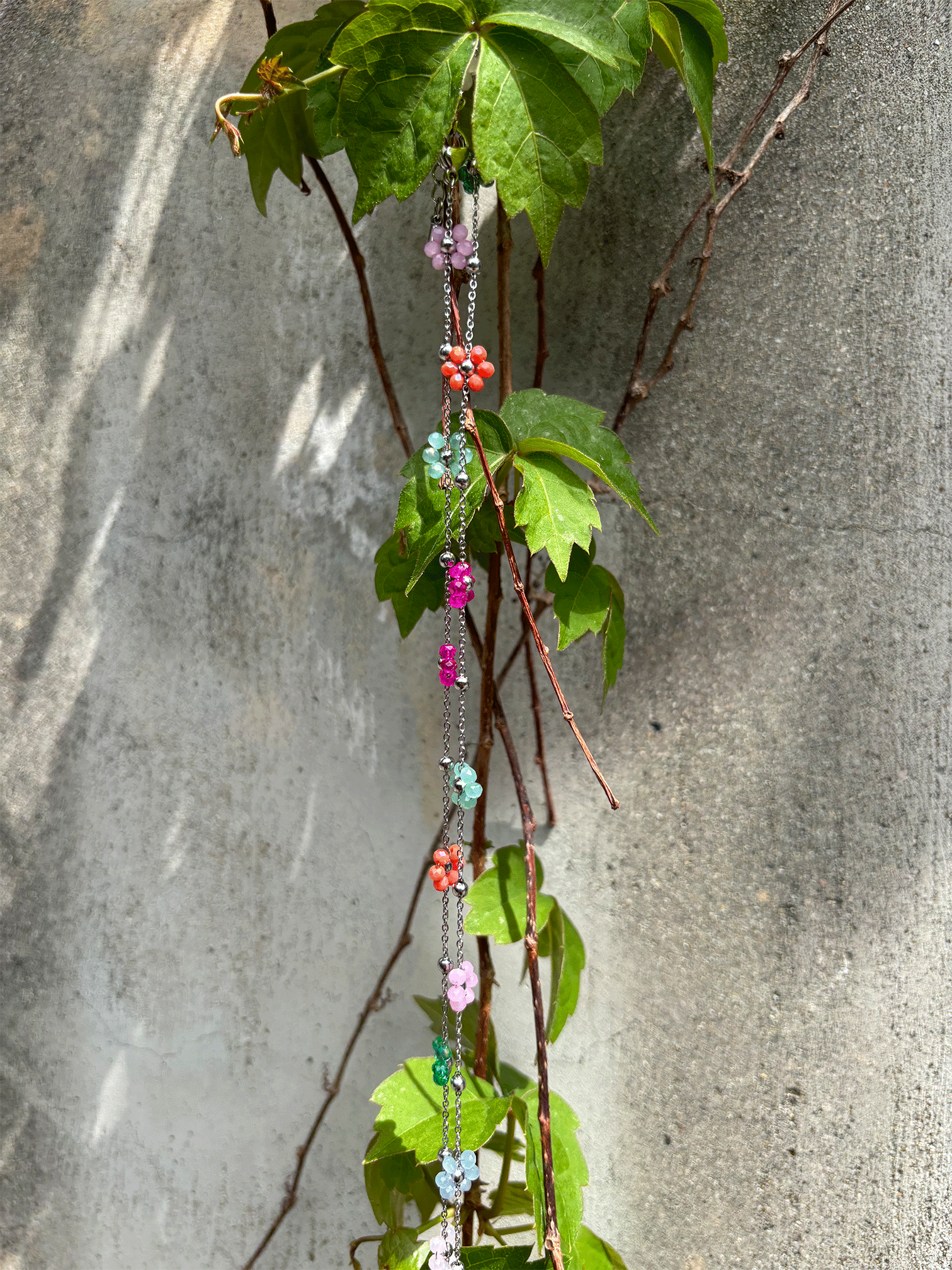 실버 구슬 꽃 목걸이