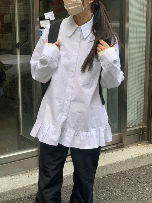 솔트 셔츠 프릴 원피스