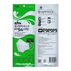 BOTN 보튼 황사마스크 KF94 방역 황사 끈조절 마스크 개별포장 (대형흰색)
