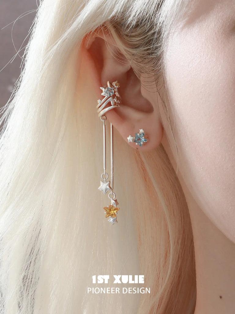 "WISHING STAR" Zirconia Celestial Star Non-Pierced Ear Cuffs