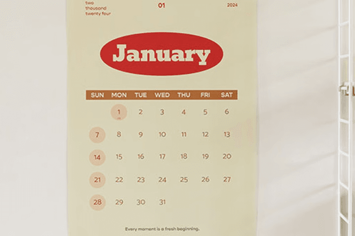 2024 레트로 벽걸이 달력 빈티지 벽달력 인테리어 월 캘린더