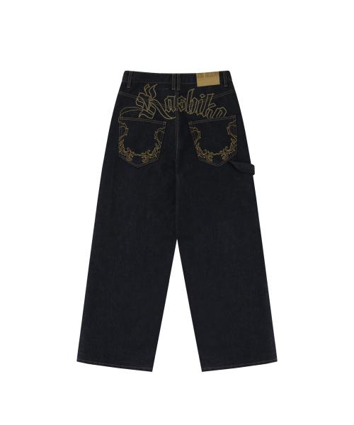 Embroied Nonfade Denim Pants Blue