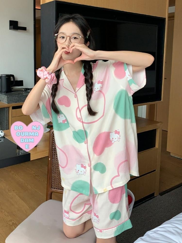 하트키티 여름 잠옷 반팔 파자마