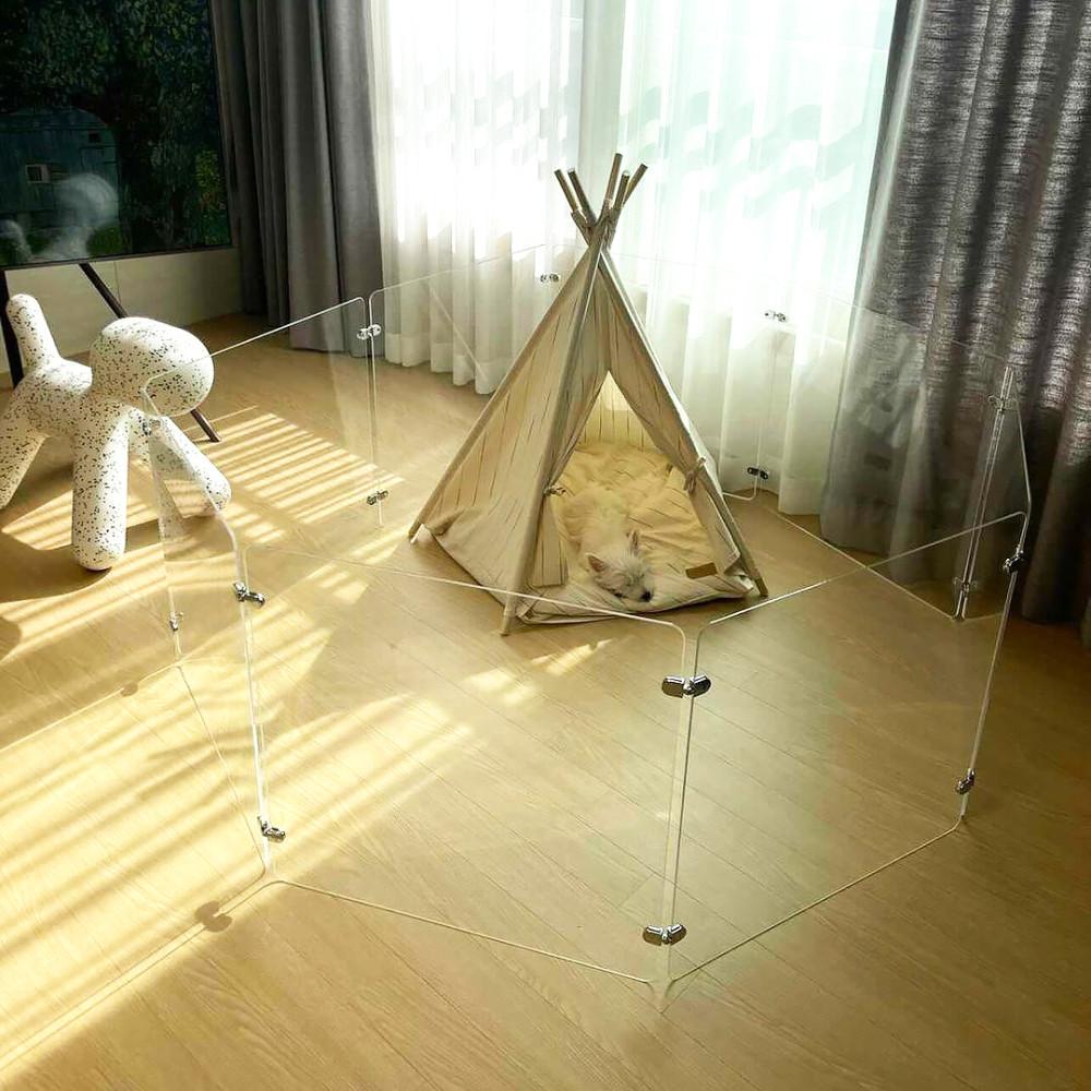 아크리코 투명 반려동물 펜스 강아지 울타리 애견펜스 안전울타리