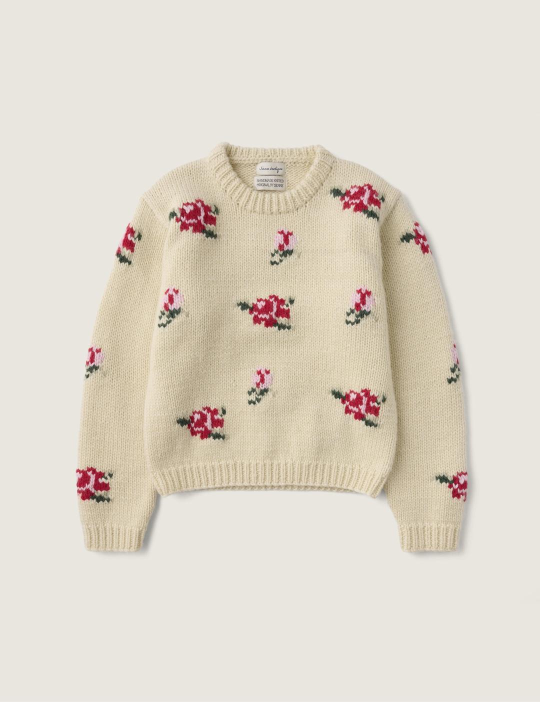 Rose Wool Hand Knit (Cream)