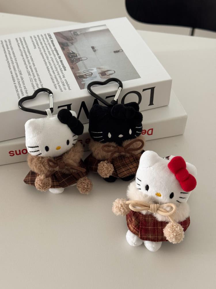 체크망토 키티 키링 (2color,키티선택가능) 가방꾸미기 백참 키홀더 인형소품