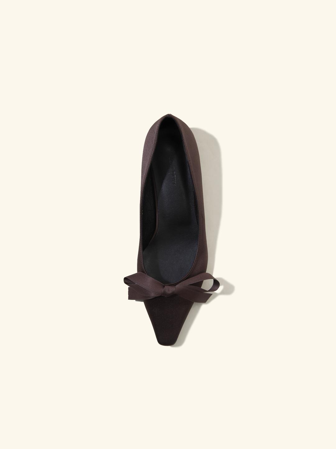 Bow kitten heel / 브라운샤틴