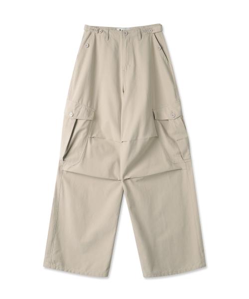 Enter Wide Cargo Cotton Pants DEEP BEIGE