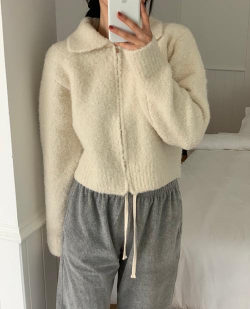boucle zip-up cardigan (2colors) 재입고