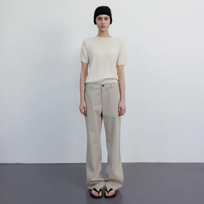 COTTON TWILL STRAIGHT PANTS