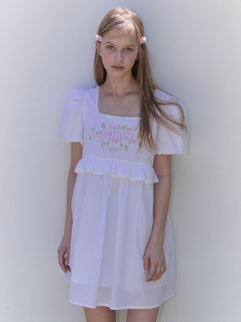 ROSE BABYDOLL ONE PIECE (WHITE)