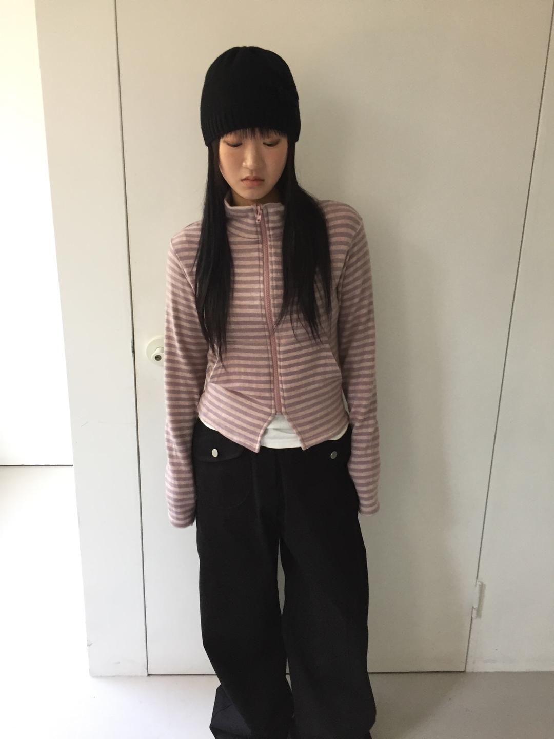 stripe zip-up top (2c)