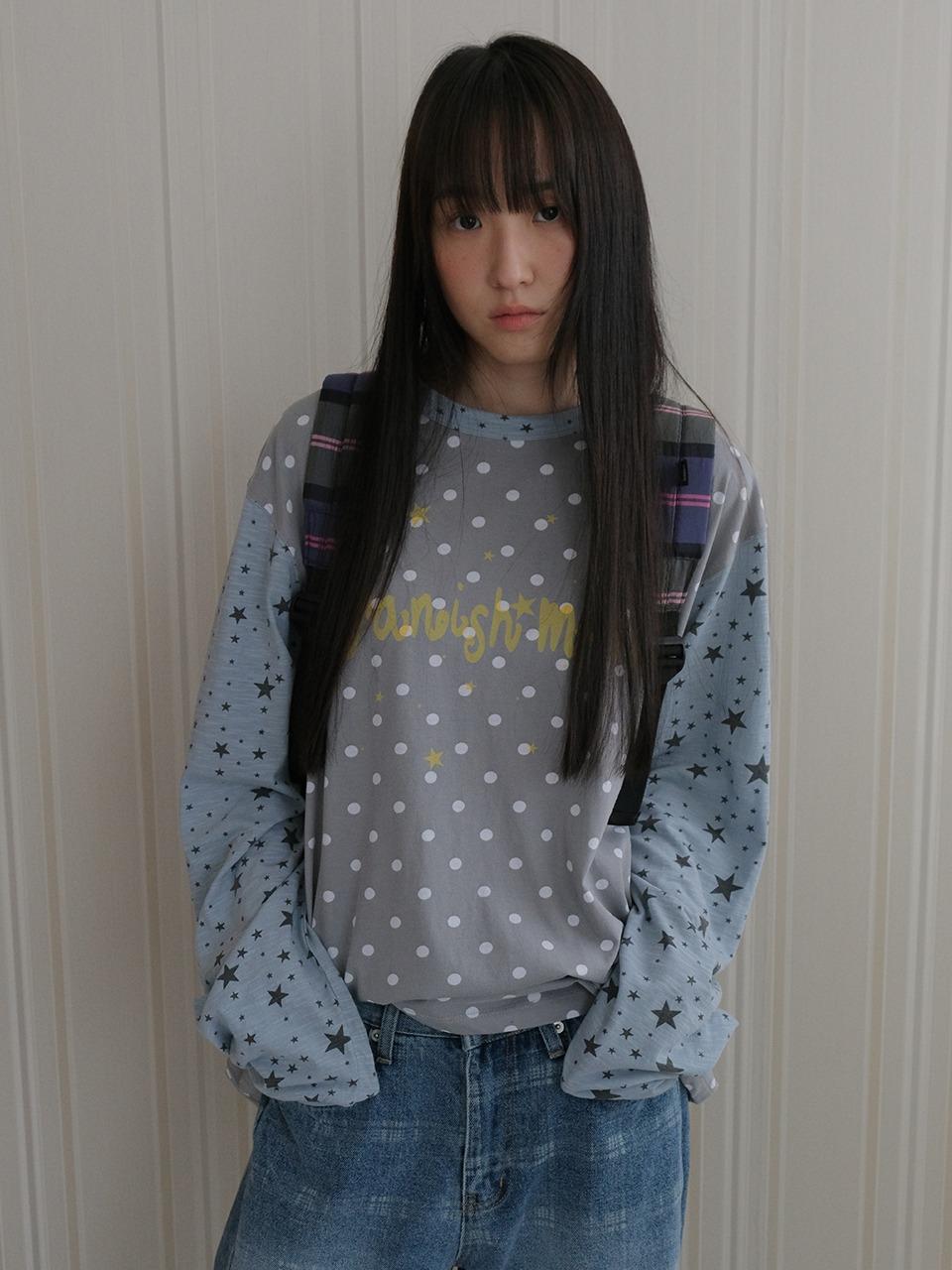 Dot star long sleeve tee_gray
