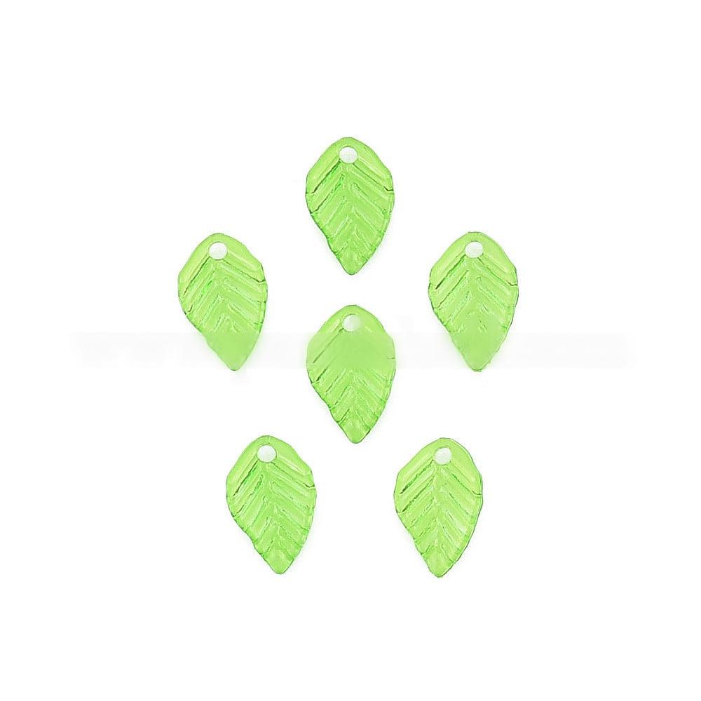 투명아크릴참/나뭇잎/라임그린/13.5X8.5X2mm/구멍:1.6mm