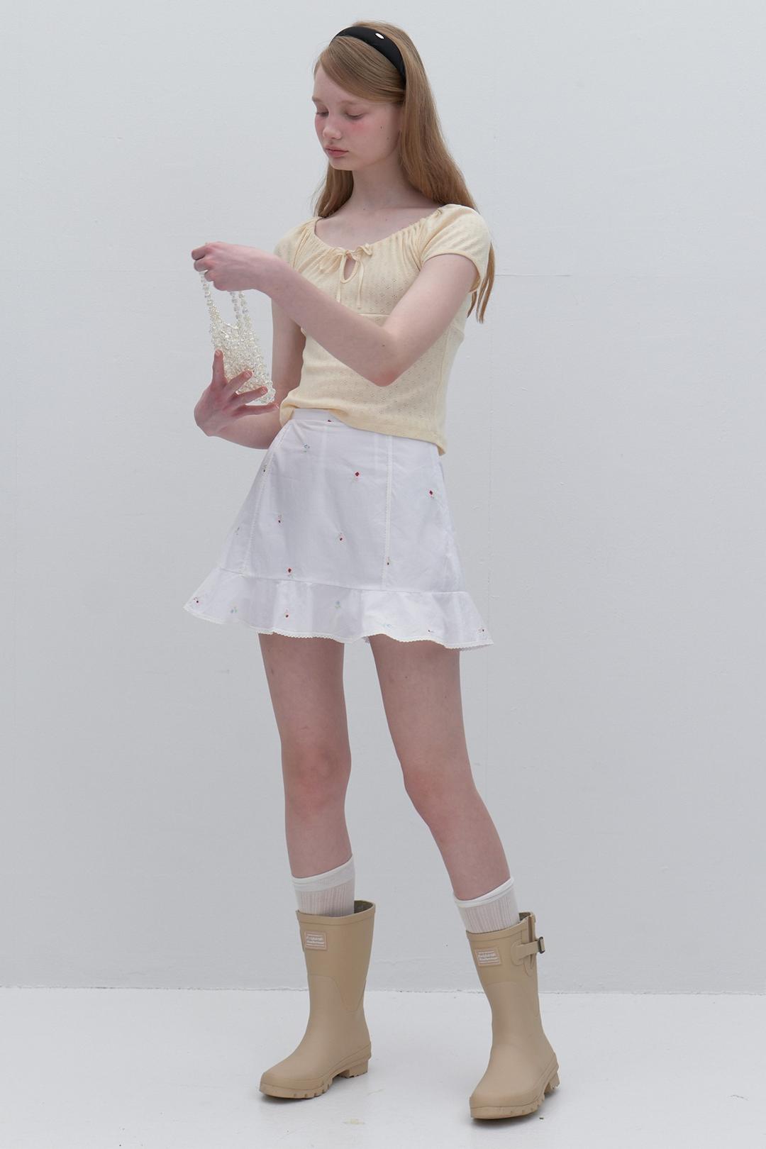 Multi Flower Skirt (White)