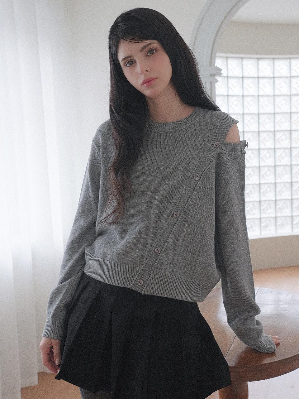 [New 5%♡] Diagonal Whisper Shoulder Knit