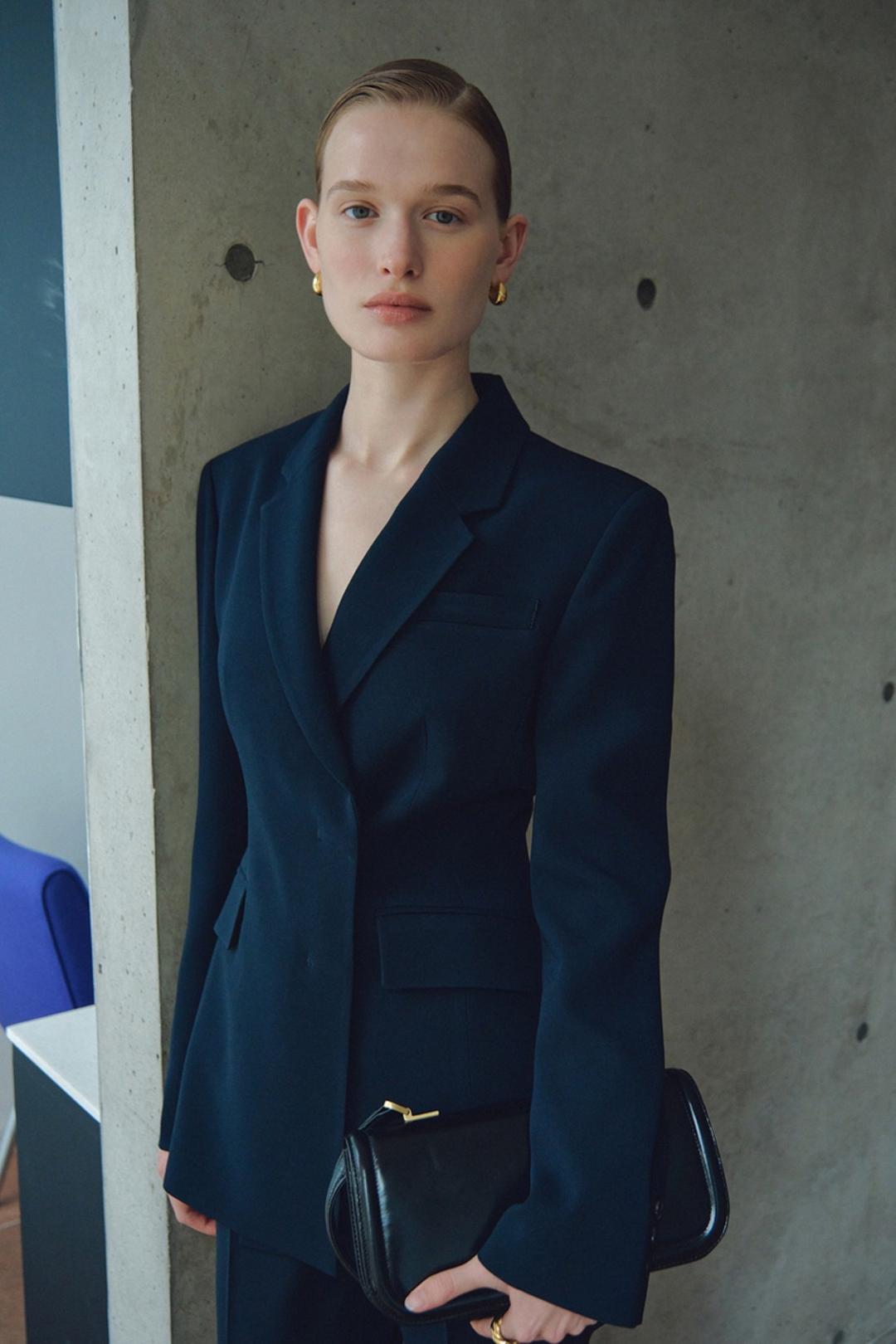 TRINITY Double breasted tailored blazer (Deep navy)