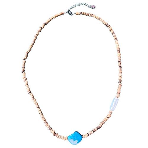 Pearl Points Wooden Beads Necklace (Wood)