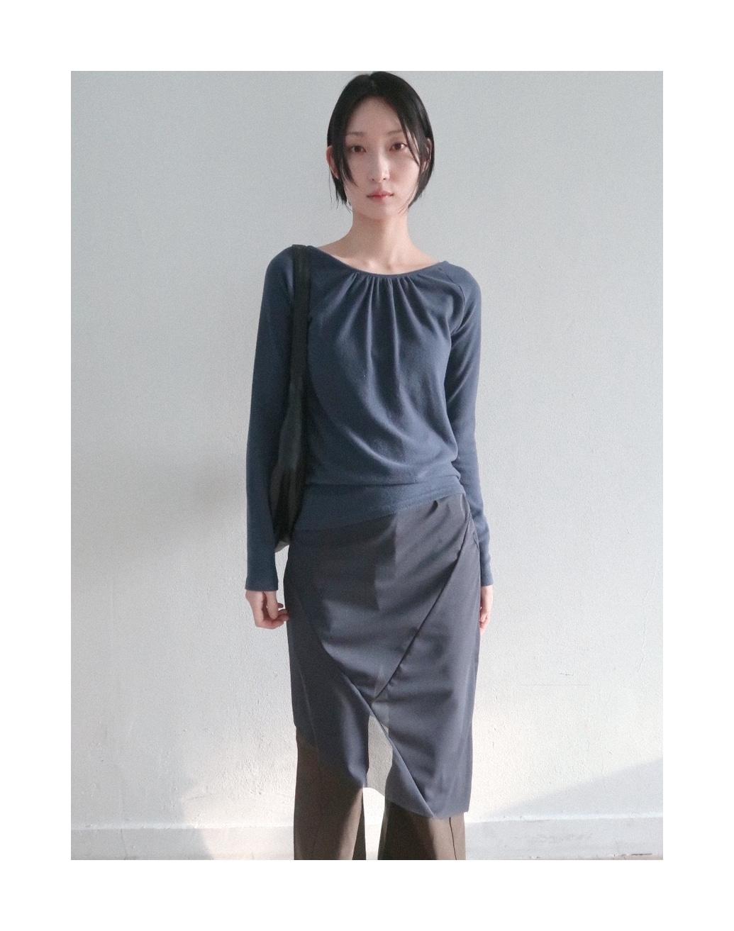 SHIRRING RAGLAN TOP 3COL