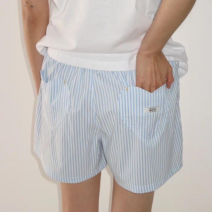 HEART POCKET TRUNK SHORT PANTS BLUE STRIPE