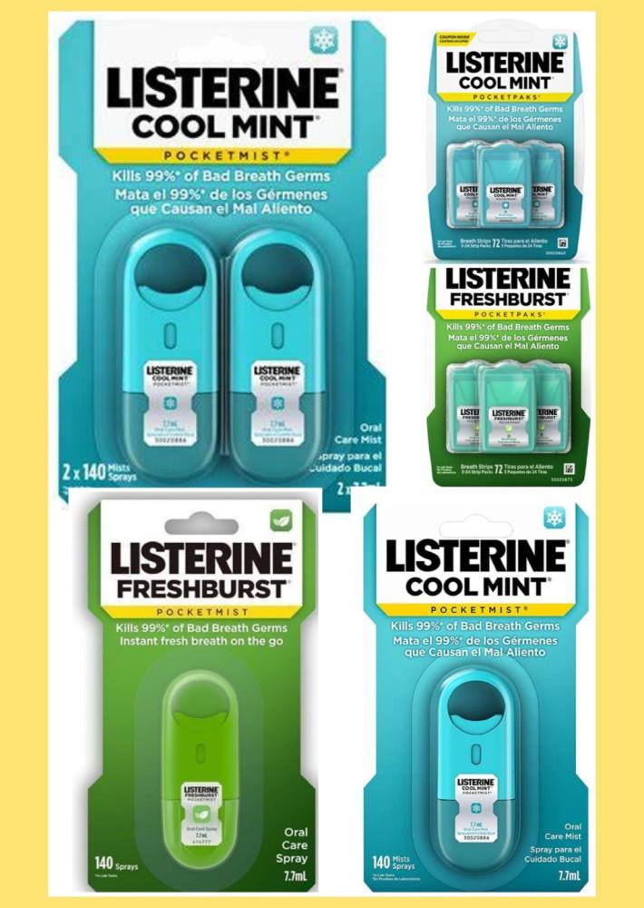 리스테린 포켓미스트 포켓팩 쿨민트 리스테린 미스트  4종 택1 스프레이 휴대용