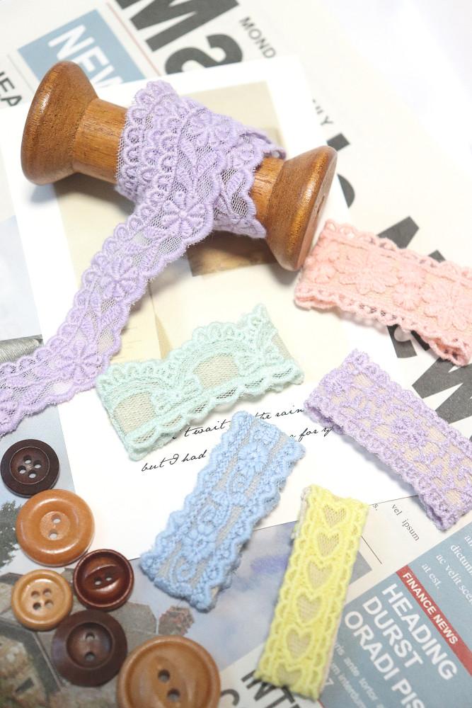 [자체제작 12종염색] 망사 면 리본 원단 낫셀 랏셀 면레이스 1마