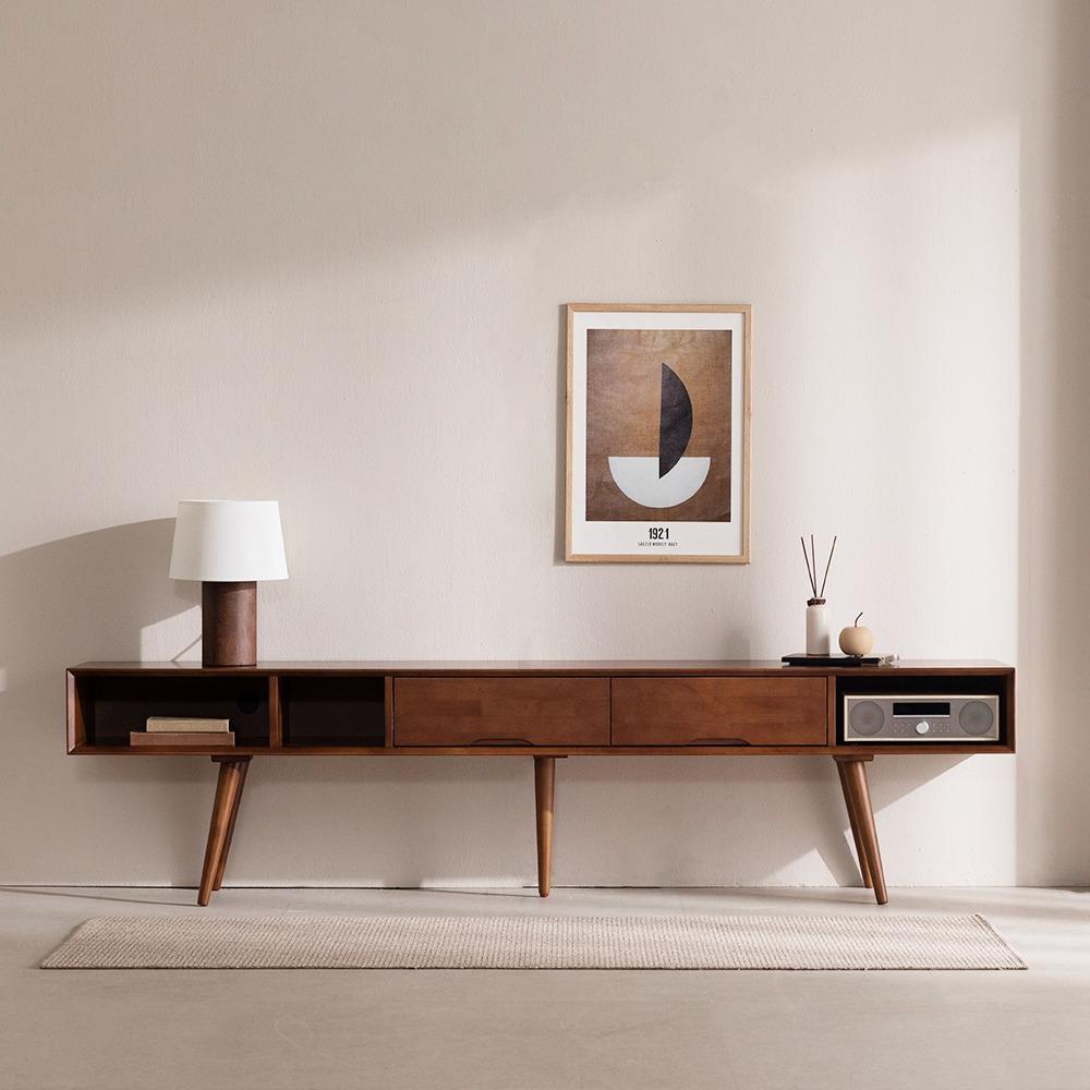 (시즌오프 정리세일)로제 원목 수납 TV 거실장 2200