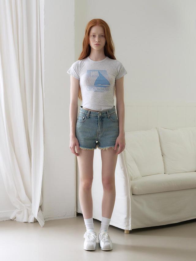 017 damaged denim shorts (vintage blue)