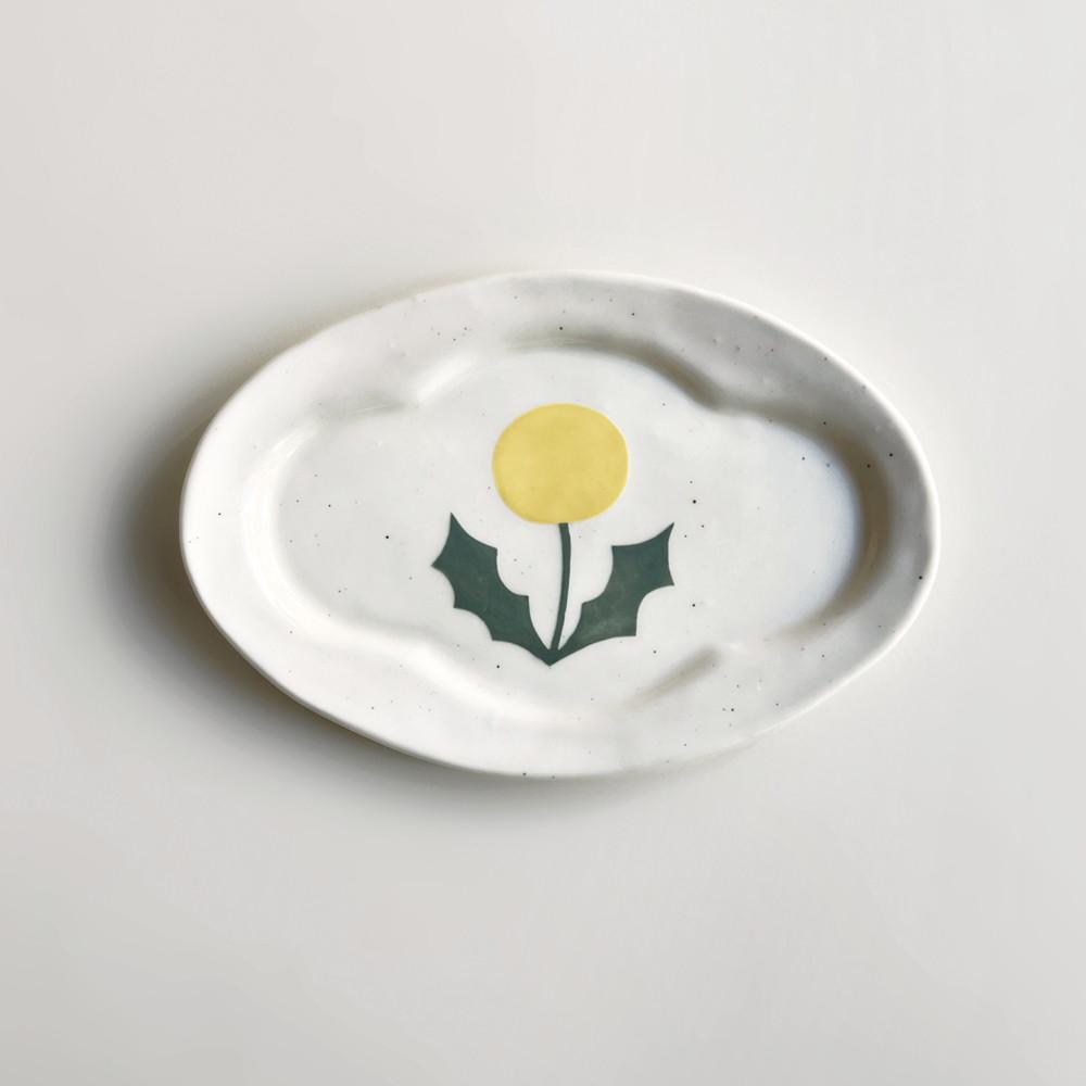 [요일] 타원 클로버 접시 - 민들레 (소) : 요일