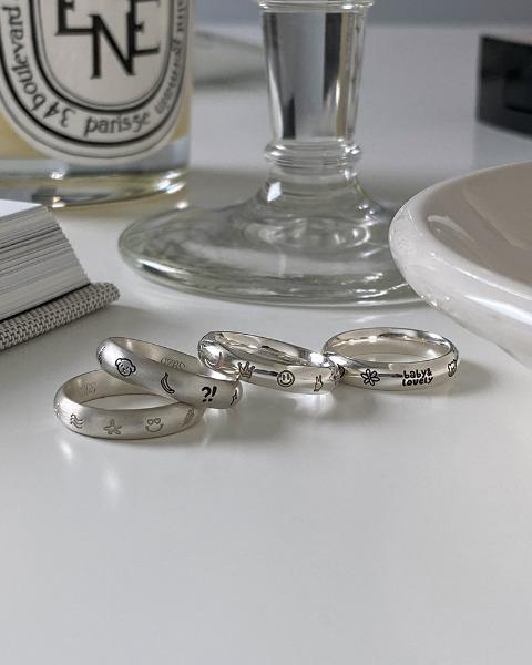 실버 925 아이 러브 잇 드로잉 각인 은 반지