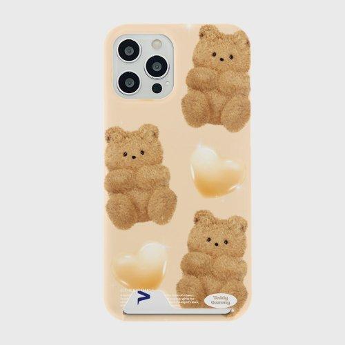 beige heart teddy gummy [카드수납 폰케이스]