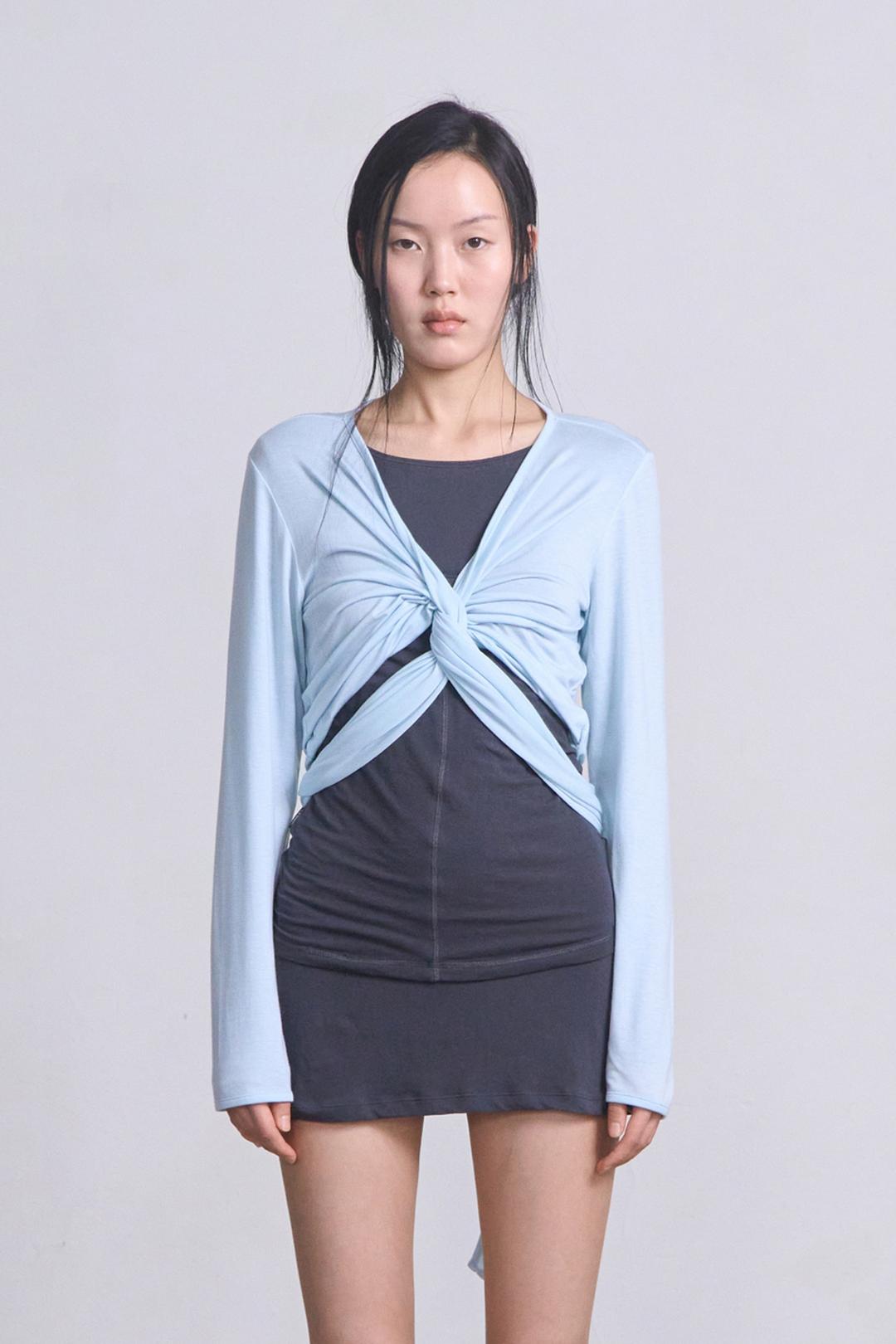 Drape Wrap Cardigan _ Sky Blue