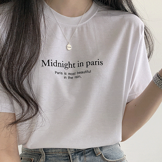 [데일리!] 심플한 미드나잇 레터링 반팔 티셔츠 4color