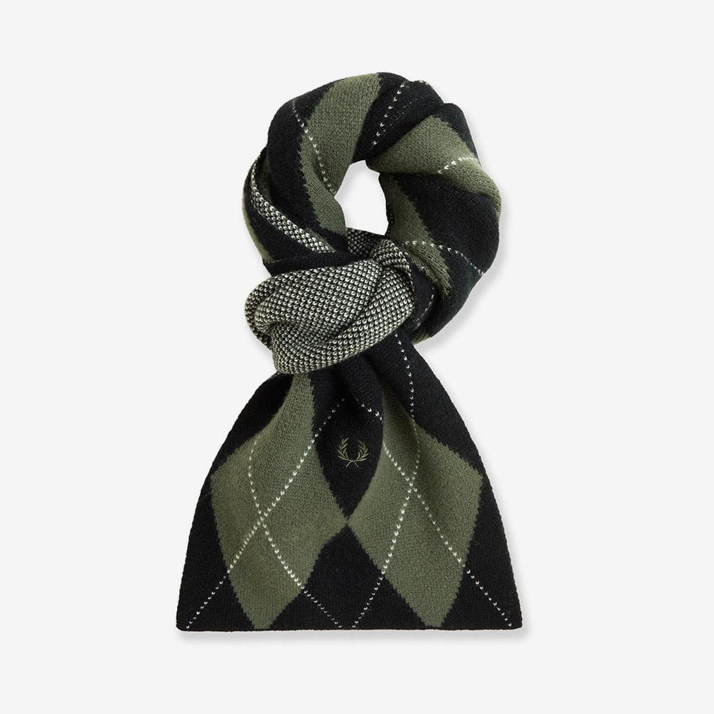 브러시드 아가일 스카프 - 블랙 | 프레드페리