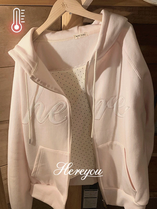 ❄️3일간10%할인+무료배송❄️ [here you] to you hood zipup - 3color (후드집업/기모/자수/레터링/겨울아우터/투웨이/오버핏/자체제작)