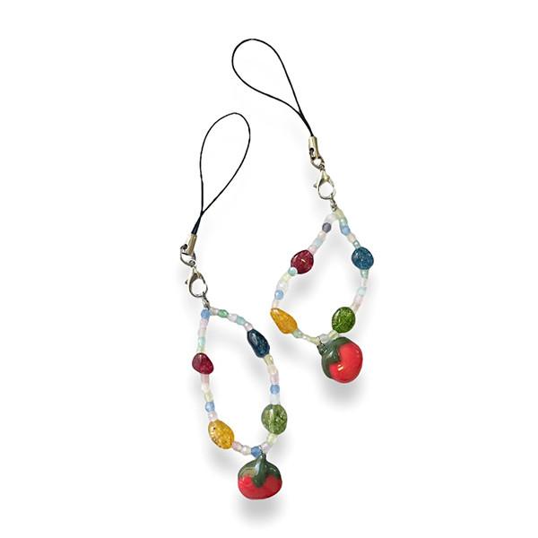 토마토 세라믹 펜던트 멀티 비즈 원석 키링 휴대폰 고리