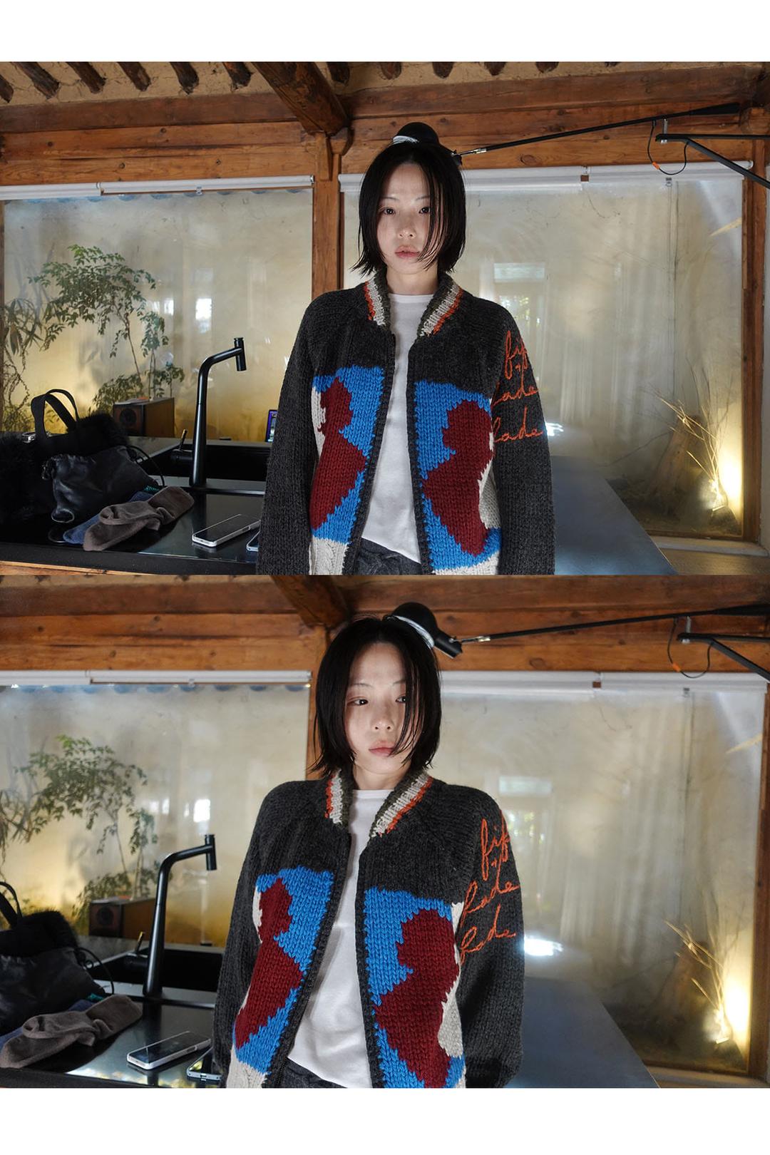 Vintage drawing zip-up