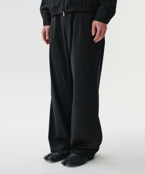 LOUNGE PIN STRIPE FLARE PANTS (BLACK)