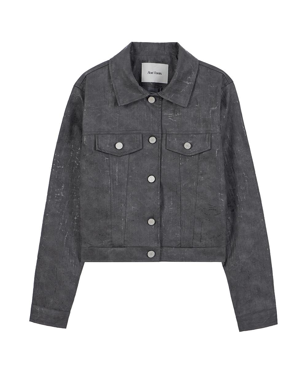 Crack Leather Jacket [Gray]