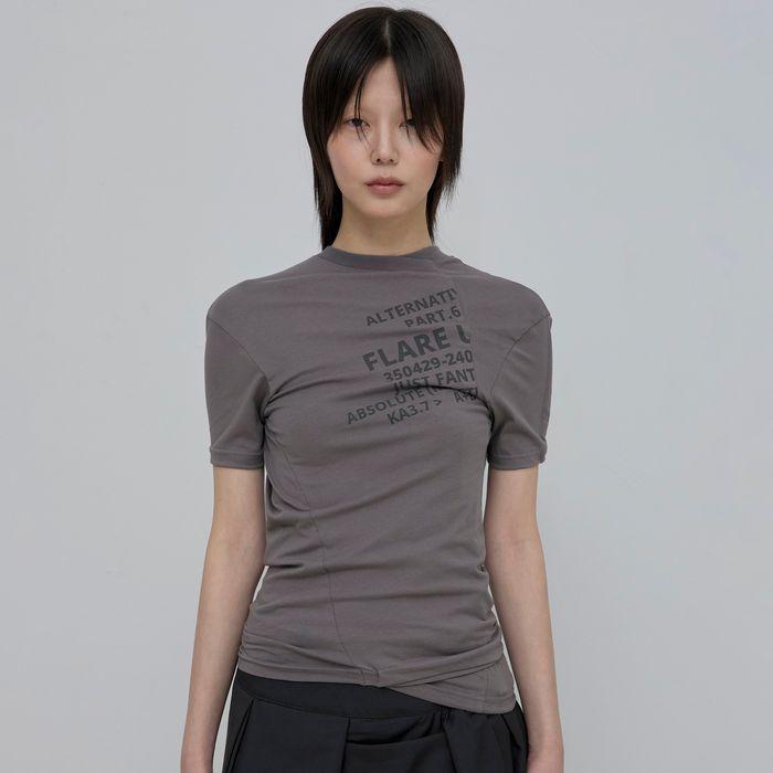 Asymmetrical Layered T-Shirt (FL-153_Gray)
