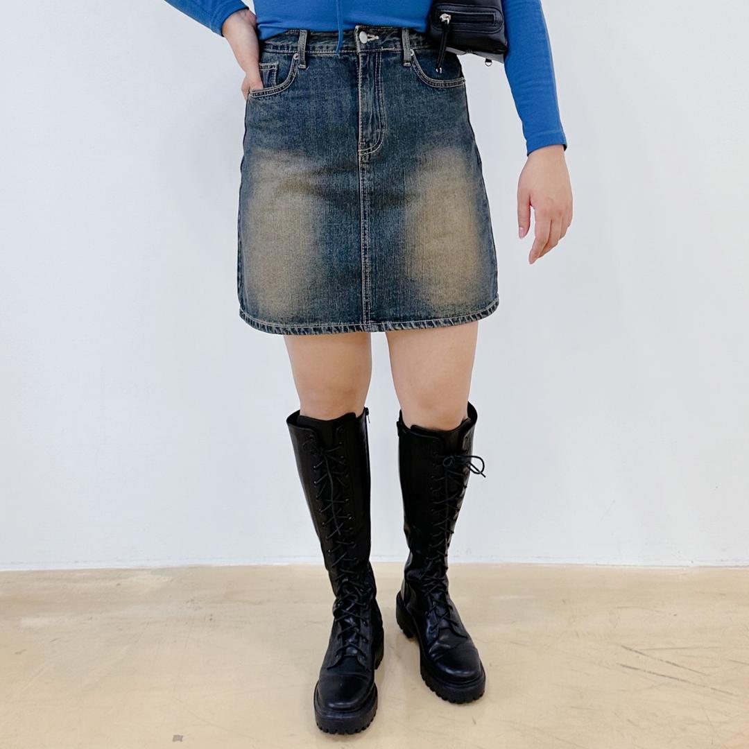 에이트 워싱 데님 미니스커트 [빅사이즈 S~3XL]