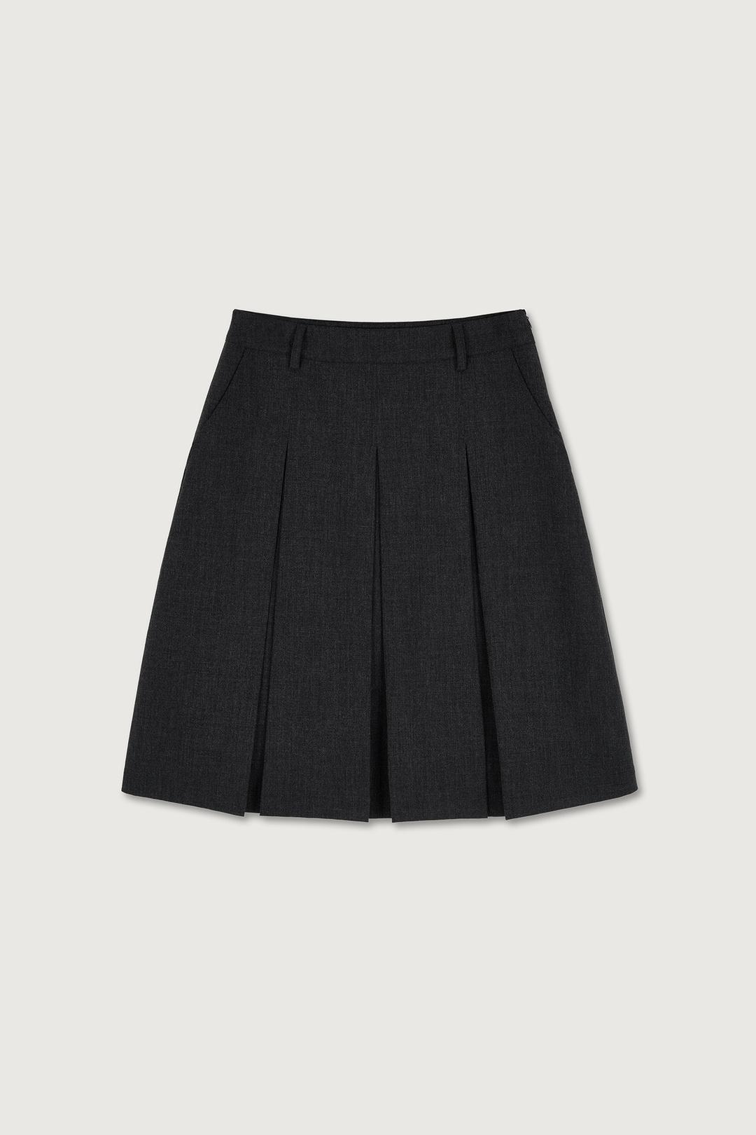 [3ND REORDER] Luna Pocket Midi Pleats Skirt (Charcoal)