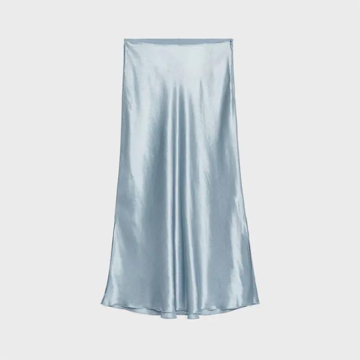 (W) 바이어스-컷 새틴 스커트 (1041750-009) (Blue Dusty Light)