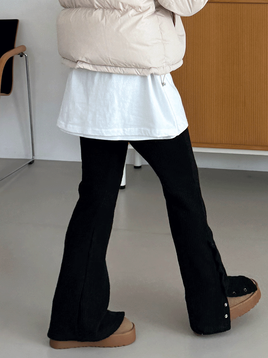 다상 레이어드 기모 골지 스냅 부츠컷 2color