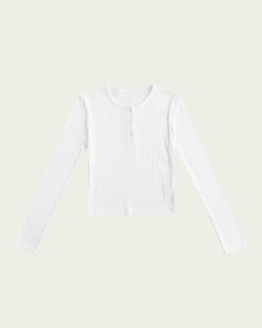 Eyelet Button T-shirt - Ivory