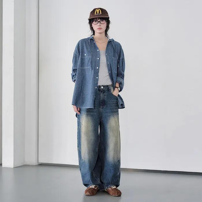 (UNISEX)Balloon Wide Jeans DCPT055YLBlueB
