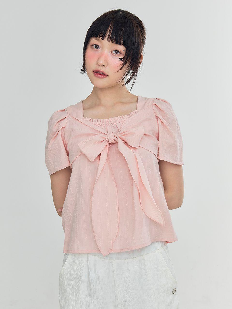 Ribbon Tie Blouse - Pink