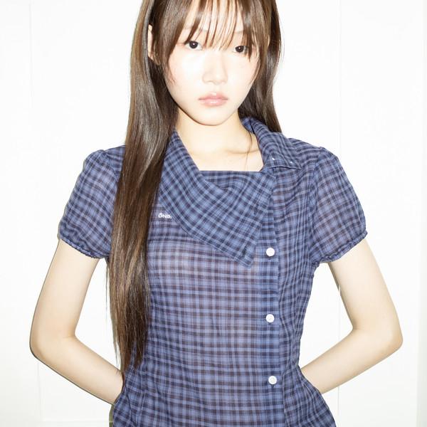 [2차] DRAPE COLLAR BLOUSE (NAVY CHECK)